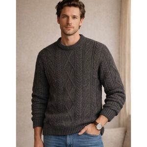 British Wool Naturally Mens Sweater Charcoal Grey Crew Neck XL